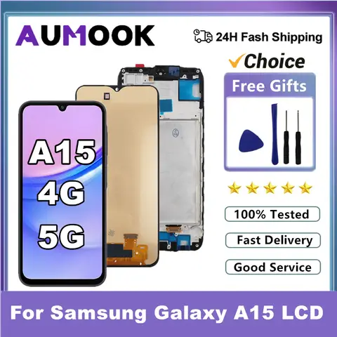 AMOLED Display For Samsung Galaxy A15 4G 5G LCD A155F A155M A156B A156E LCD Display Touch Screen Digitizer For Samsung A15 LCD