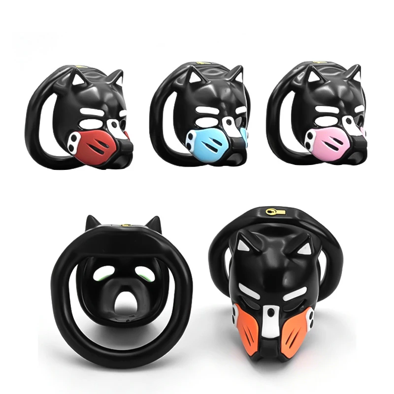 Dog Head Male Chastity Device CB Cage Birdcage Lock with 6 Rings BDSM for Men Play Gay Training Long Term Wear with Storage Bag view 5