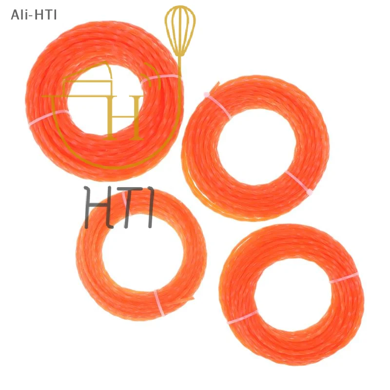 Heavy Duty Grass Trimmer Line Spiral Nylon Brush Cutter Rope 1PC 15m 2.4/2.7/3/4mm for Garden Courtyard Weed Removal
