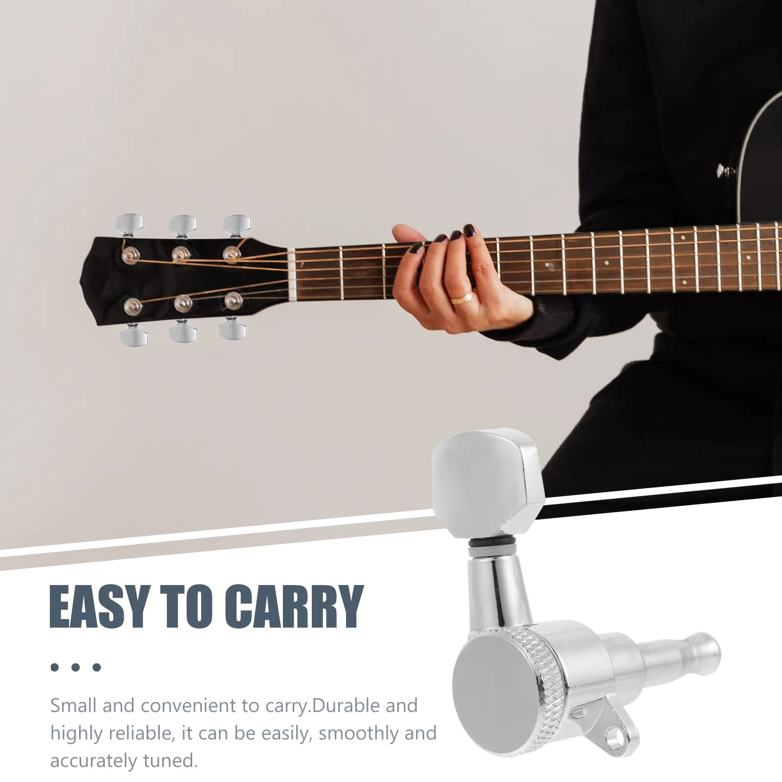 

6Pcs Stringed Instrument Tuners Durable Alloy Fully Enclosed String Locking Function Acoustic Electric Guitar Tuning Pegs