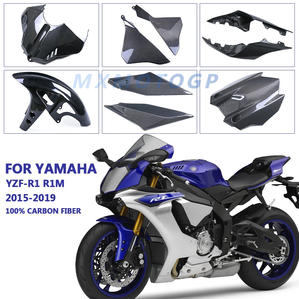 

For Yamaha R1 R1M 2015 2016 2017 2018 2019 100% 3K Carbon Fiber Front Rear Fender Side Panels Fairings Motorcycle Accessories