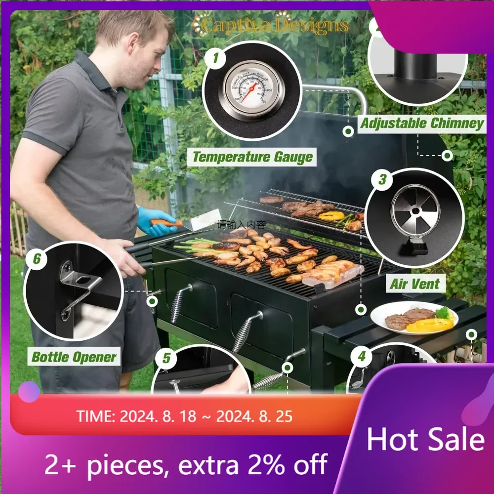 

Extra Large Charcoal BBQ Grill With Oversize Cooking Area(794 Sq.in.) Outdoor Barbecue Kitchen Utensils Electric Grills Cook Gas