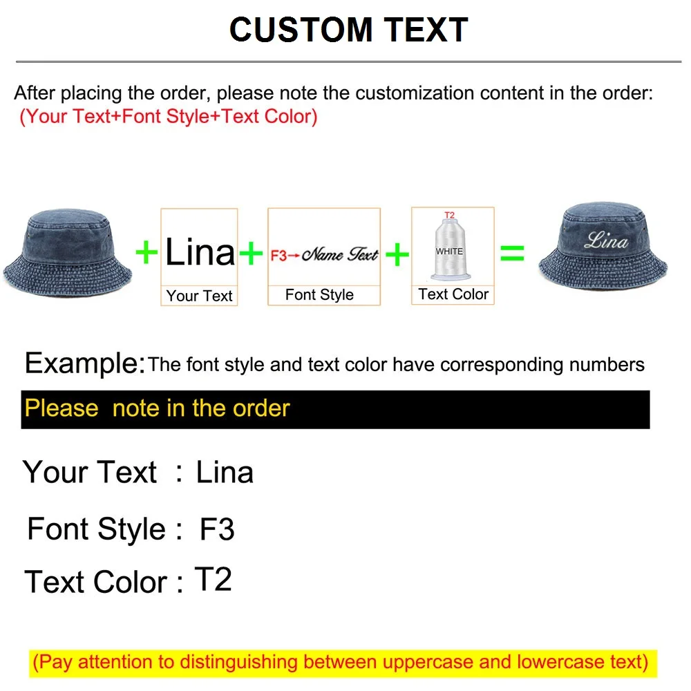 Custom Text Embroidery Bucket Hats with Name Washed Cotton Summer Sun Hats for Mens Womens Wholesale Dropshipping