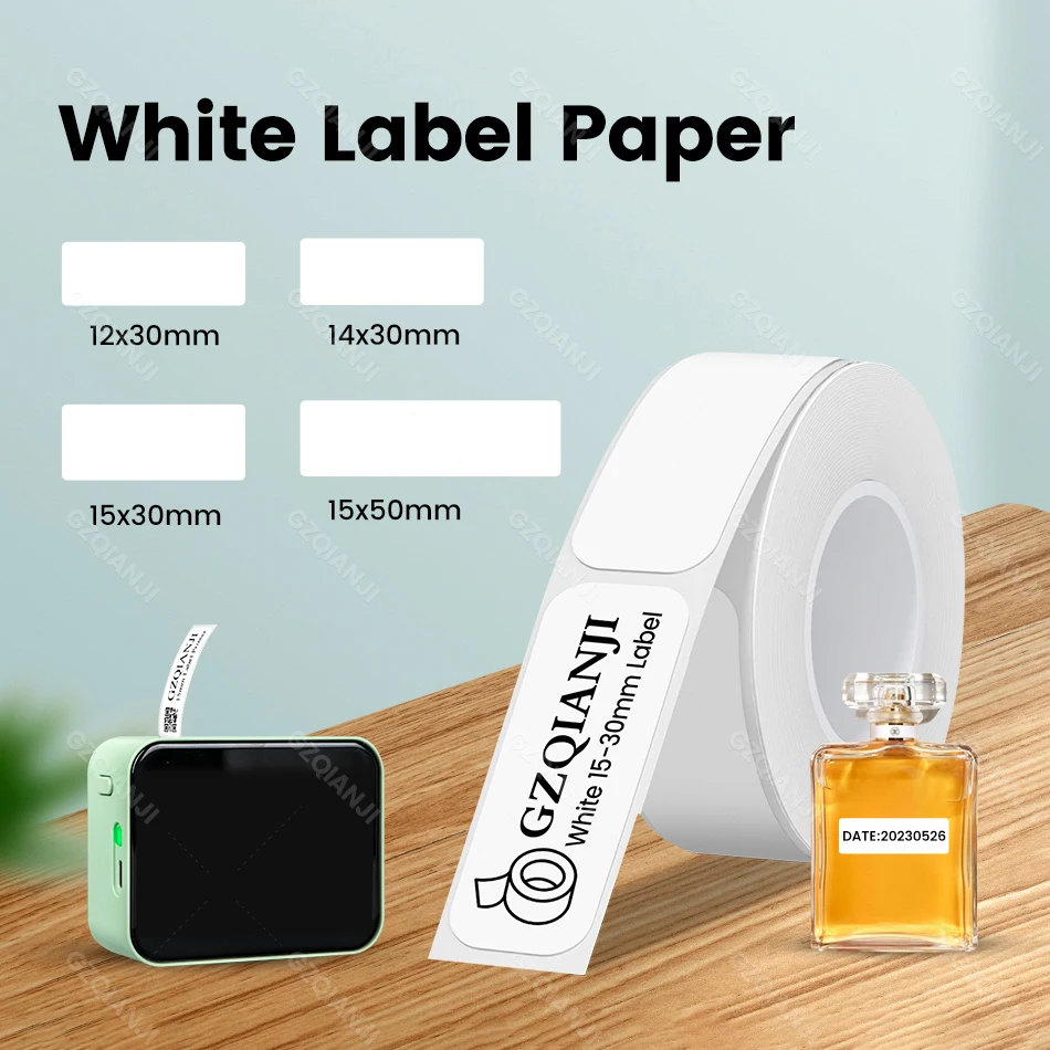 Label Printer P15 Sticker Paper Rolls 15*30mm 12*40mm White Color Cable Transparent Thermal Adhesive Tape Multi Size for Printer
