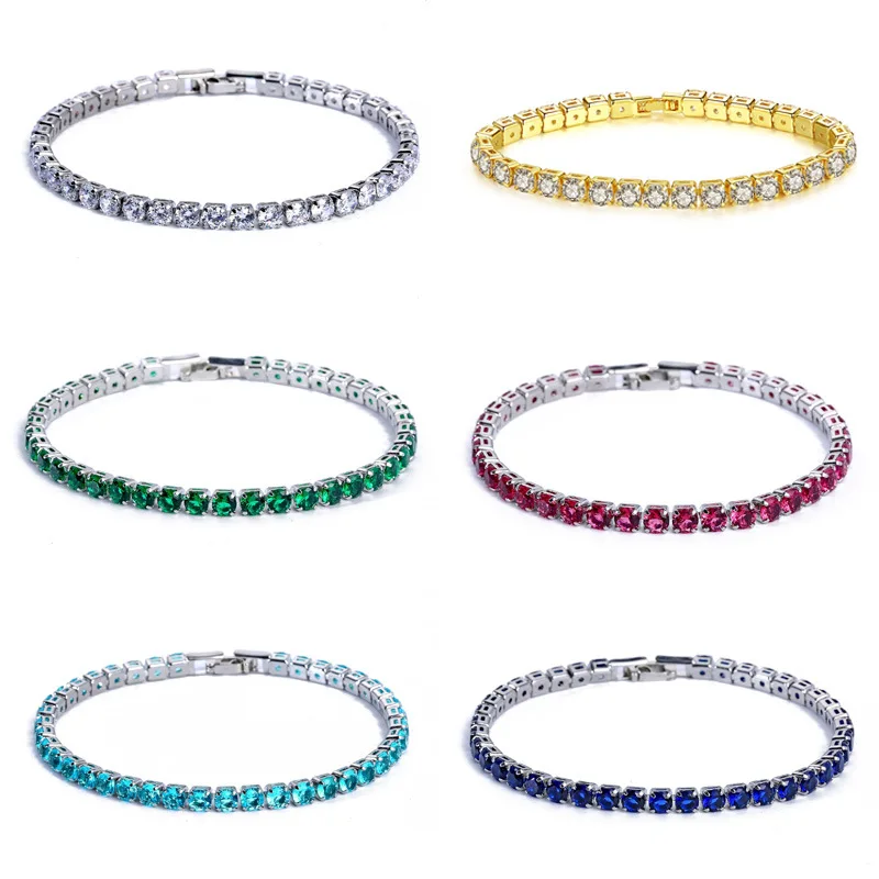 

DHQH 4.0mm Zircon Tennis Bracelet Men's and Women's Fashion Shining Color Diamond Bracelet Handmade Party Anniversary Jewelry