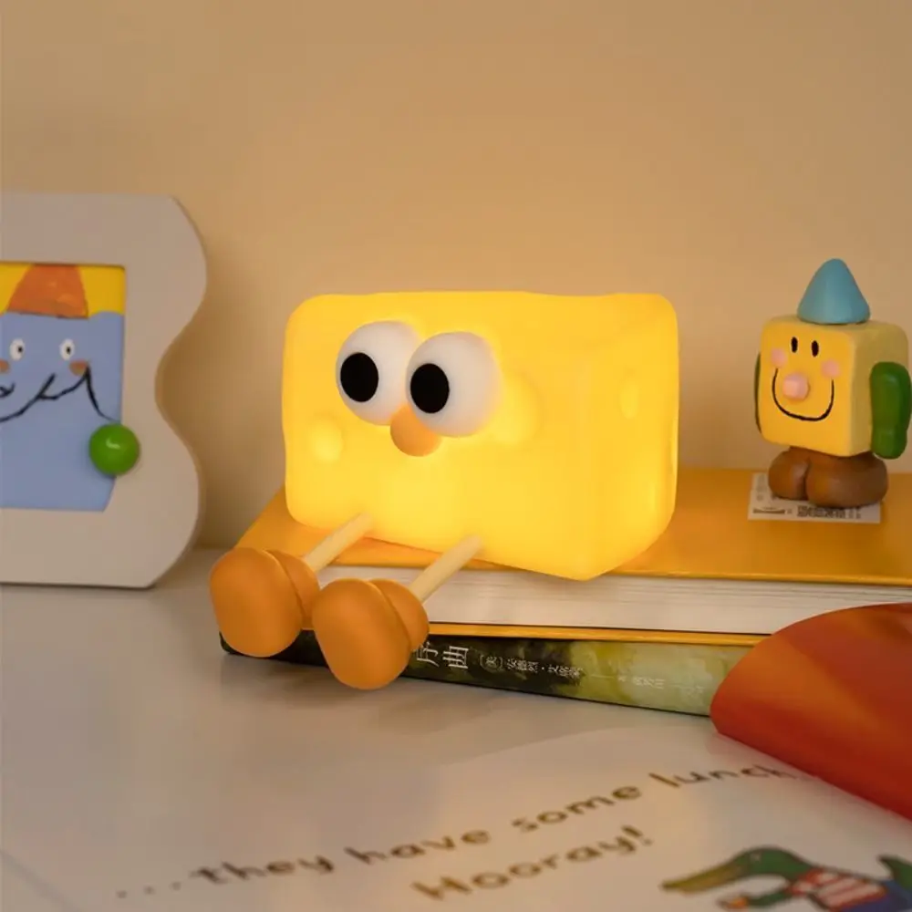 

USB Rechargeable Cheese-shaped Night Light Cute Adjustable Brightness Bedside Sleeping Light with Timer Dimmable Feature