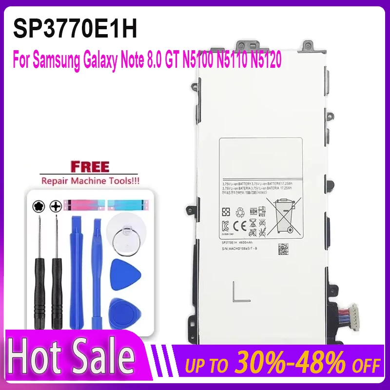 Tablet Battery SP3770E1H for Samsung N5100 N5120 for Galaxy Note 8.0 N5110  Replacement Batteries 4600mAh Warranty + Track NO