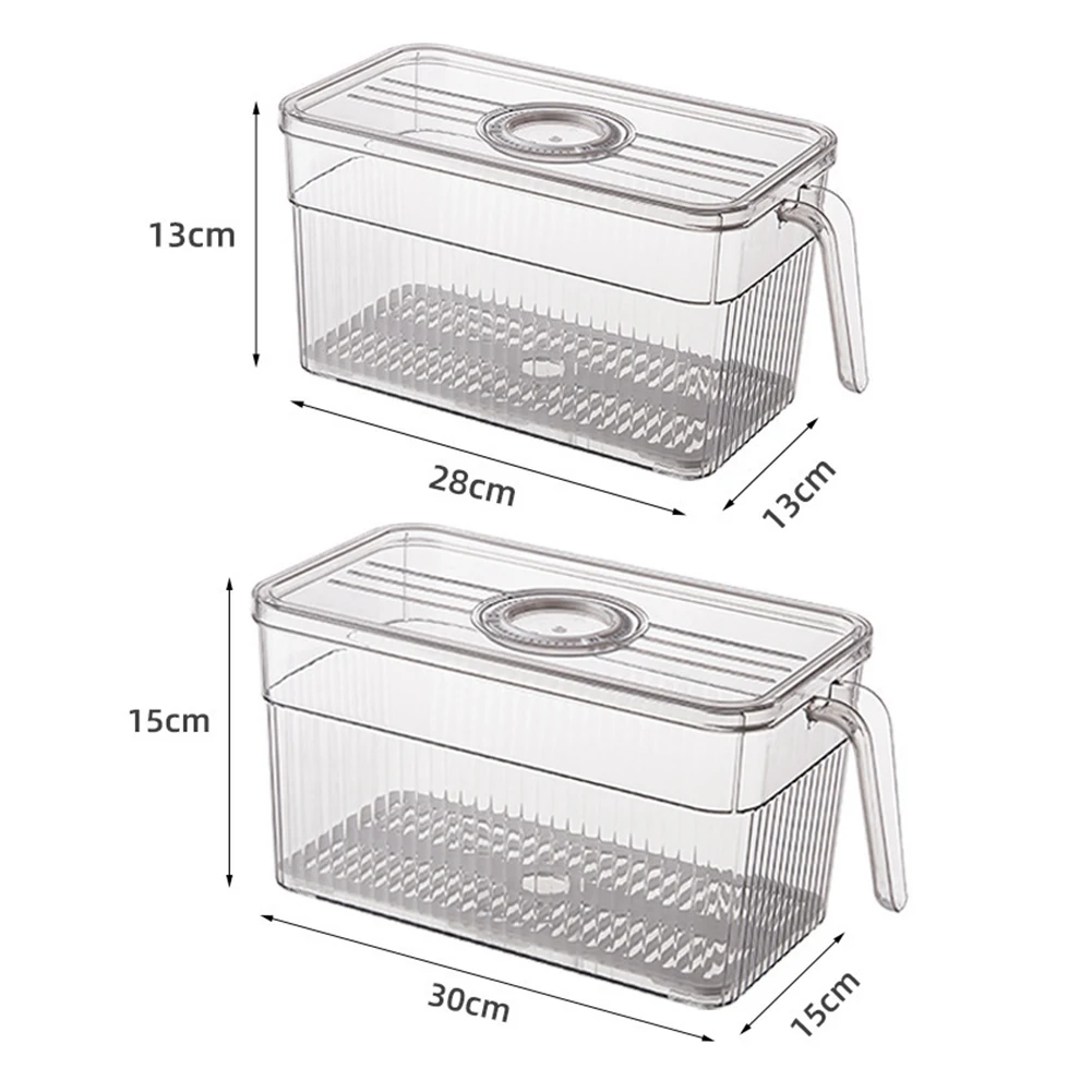 Refrigerator Preservation Storage Box With Handle Sealing Drain Basket Storage Containers Sealed Box Vegetable Fruit Drain Box