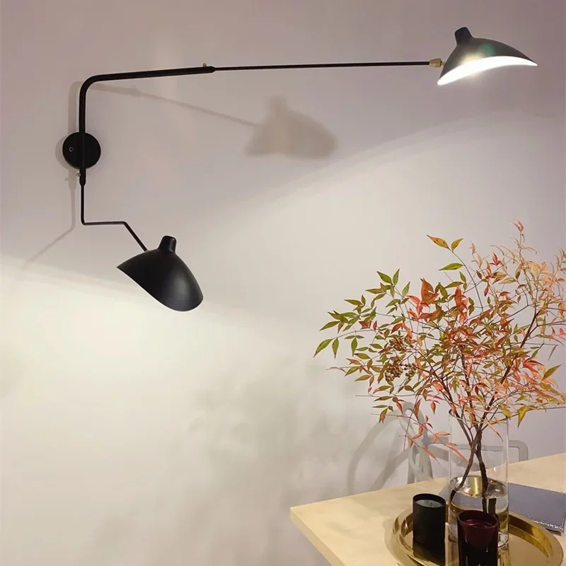 Nordic Duck Bill Wall Lamp Any Angle Rotatable Long Arm Sconce Lighting Living Room Decoration Bedroom Lamp Black Aluminum Shade