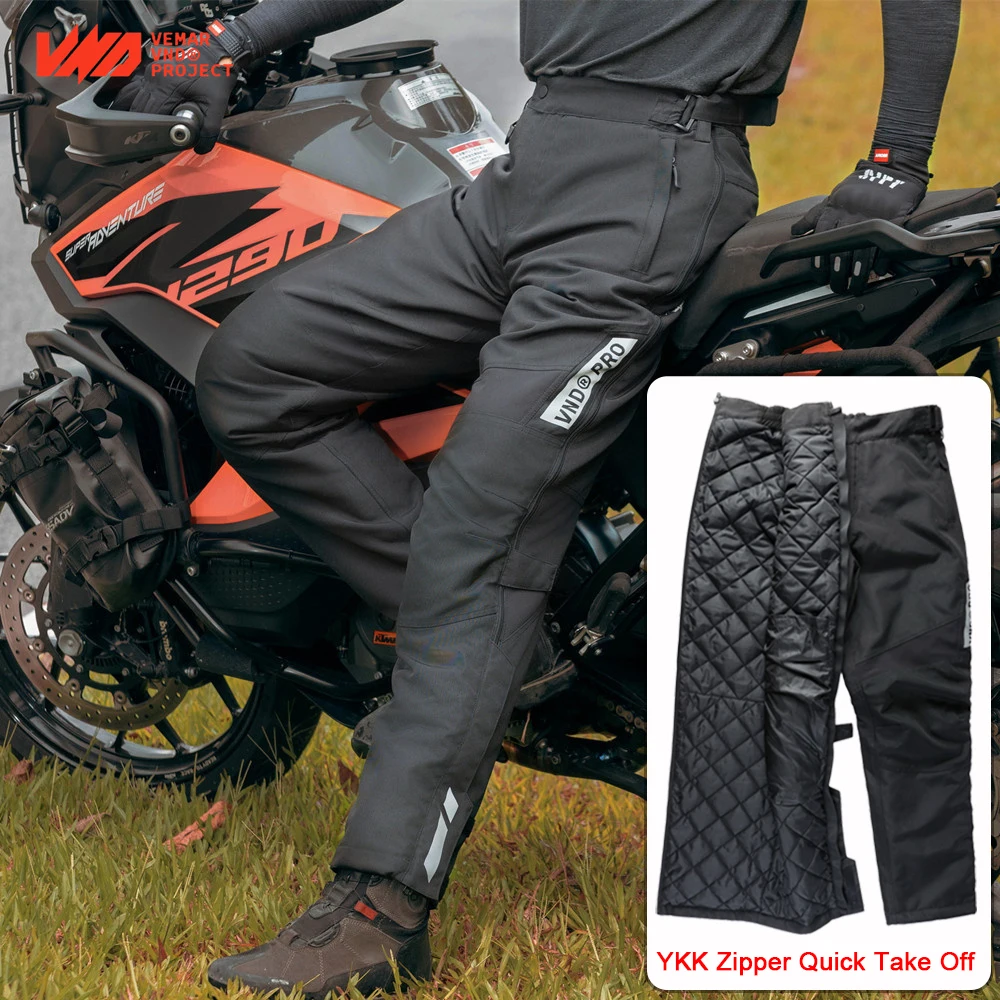 Winter Warm Motorcycle Pants Quick Release Trousers Men Windproof Motocross CE Protective Night Reflective Riding Pants S-5XL