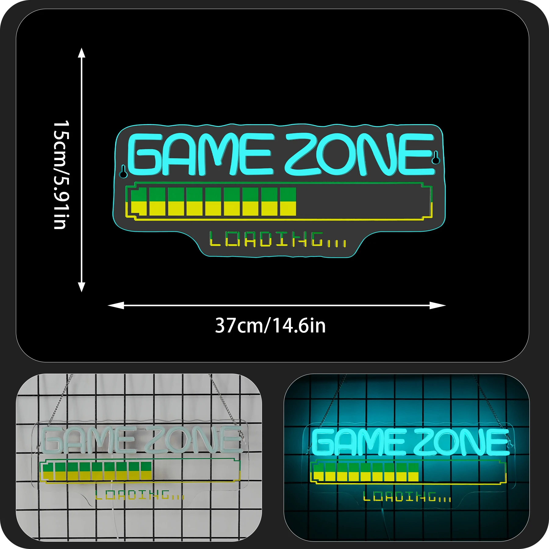 Game Zone Loading Neon Signs For Gaming Rooms Gamer Caves Decor USB With Dimmable Arcade Style Lighting Gift For Game Enthusiast