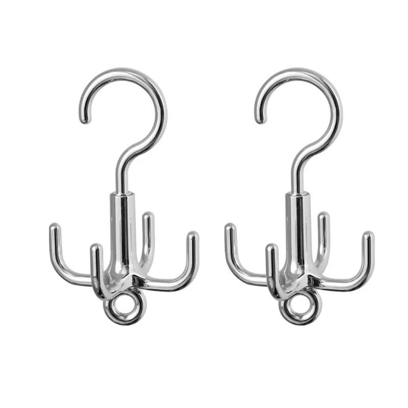 1/2Pc Multifunctional Rotating Clothes Hook, Punch Free 4Claw Rotation Coat Hanger, Belt Organizer, Scarf Storage Rack, Wardrobe