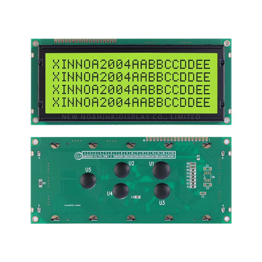 Gelbgrüner Film 2004C-3 Großer Zeichenbildschirm 20X4 Zeichenmodul 146*62,5MM 18PIN Controller ST7066U COB-Modul