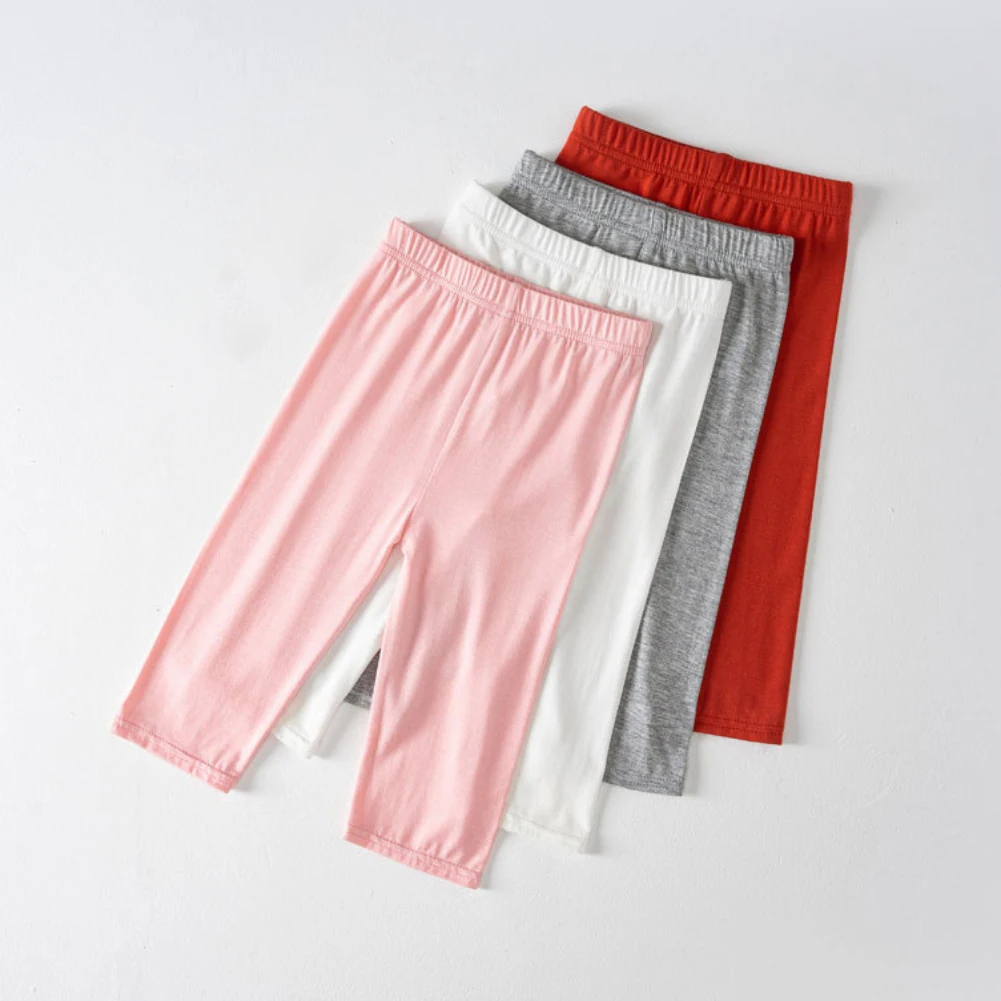 Children Girls Knee Length Kid Pants Summer Candy Color Trousers Children\'s Shorts For Teens Girl Bottom Leggings