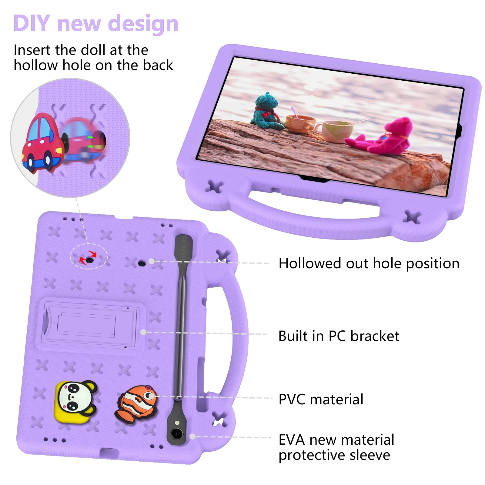 EVA Kids Cover For Samsung Tab S11 S10 FE A11 A9 Plus S10 Lite S9 FE S8 S7 A8 A7 S6 Lite 10.4 S5E T720 A 10.1 T510 Stand Case