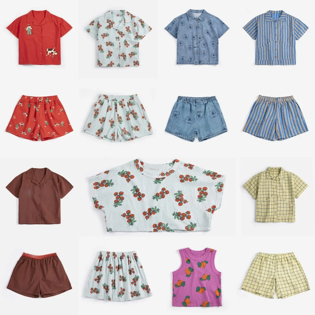 

2026 New Kids Boys and Girls Cute Print Short Sleeve Shirt Shorts Polo Shirt Clothing Sets Girls Tees Skirt Kids Clothes