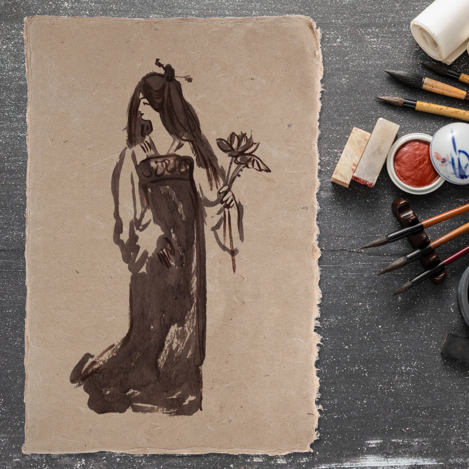 25 ورقة من ورق الخط الأرز العتيق سميكة ومتينة ومحمولة لرسم الخط ورق عتيق #4