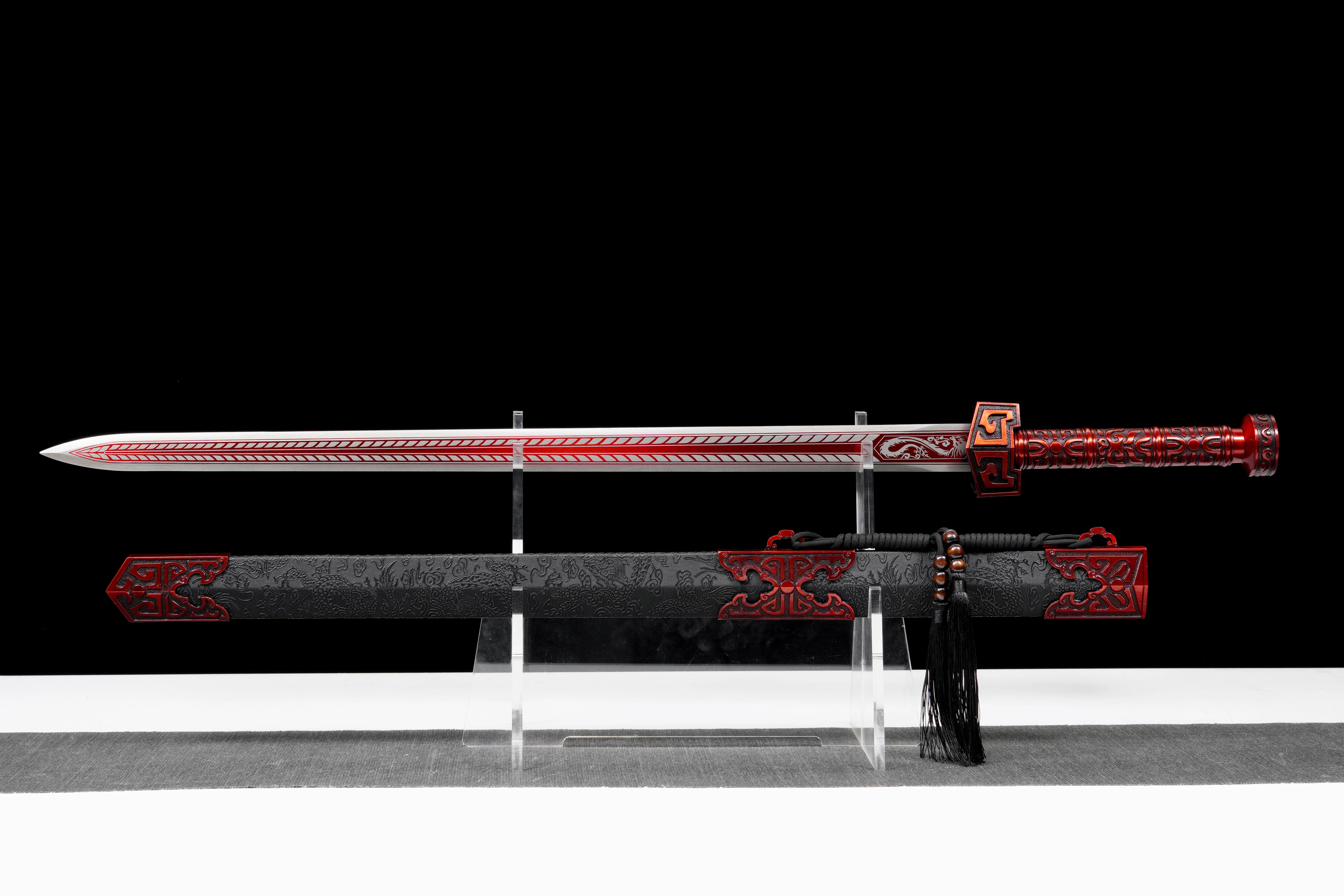 cosplay Red Chinese samurai sword Steel blade not sharp katana decoration play Ninja martial arts enthusiast collector gift Full