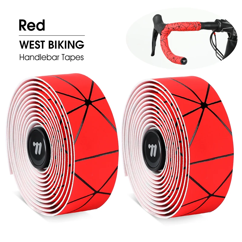 WEST BIKING Fahrradlenkerband, weiches EVA-PU-Fahrradlenkerband, professionelles Radfahren, Dämpfung, Anti-Vibrations-Wrap mit 2-Bar-Steckern