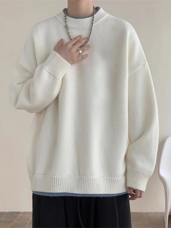 

Очень большой вязаный свитер унисекс (300 Pou) с круглым вырезом, простой, теплый, зимний, новый, 2XL