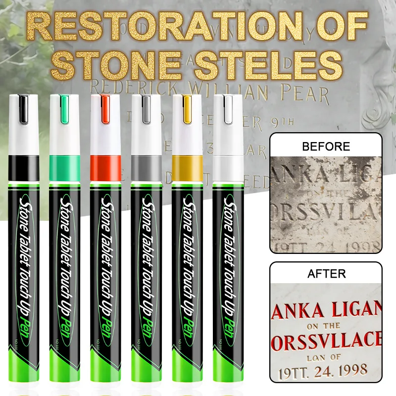 Headstone Lettering Pen Easy To Use Stone Touch-Up Pen Gravestone Restoration Pen Versatile For Granite Memorial Plaques