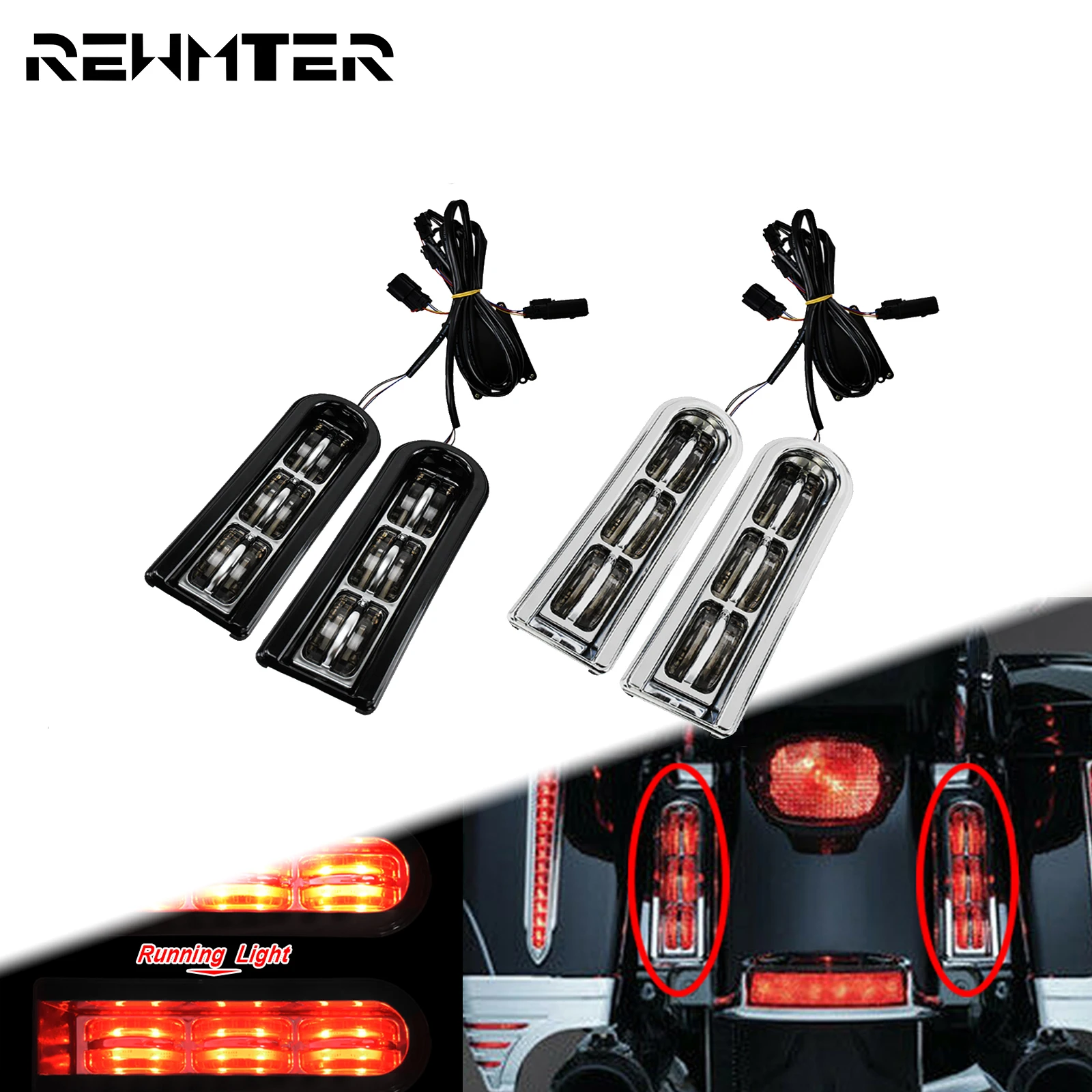 

Motorcycle LED Accent Saddlebag Inserts Support Brake Tail Light Running Lamp For Harley Touring Road Electra Glide CVO 2014-21