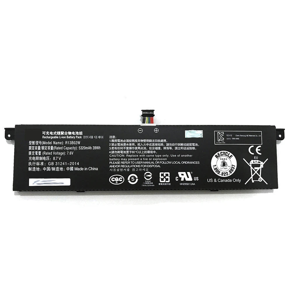 7XINbox 7.6V 39Wh 5107mAh/5320mAh R13B02W R13B01W Original Laptop Battery For Xiaomi Mi Air 13.3" Series Tablet R13B02W R13B01W