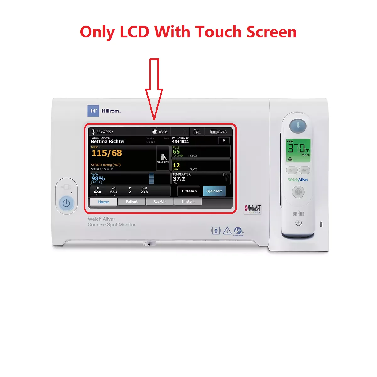 

LCD Display With Touch Screen for Welch Allyn Connex Spot Monitor