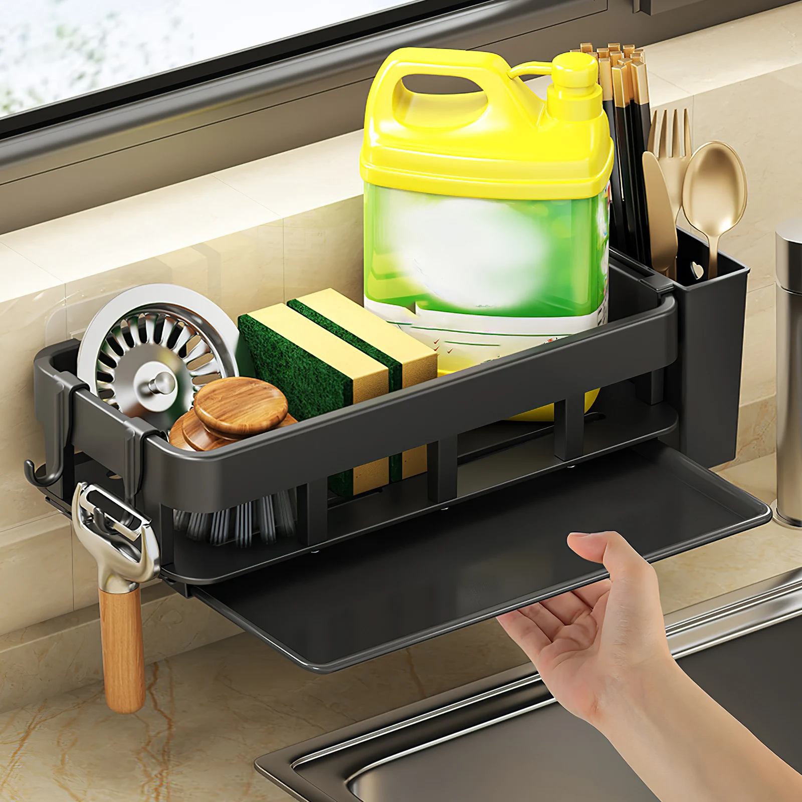 

Draining Rack Dishcloth Holder Kitchen ganizer Sponge Brush Rack Sink Holder Storage Utensils Dish Washing Liquid Sponge