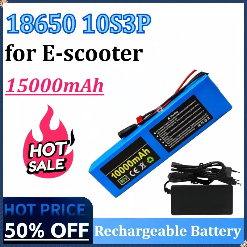 

18650 10S3P 36V 15000mAh for E-scooter Rechargeable Lithium Ion Battery Pack with BMS XT-60/T Plug High-Capacity Replacement