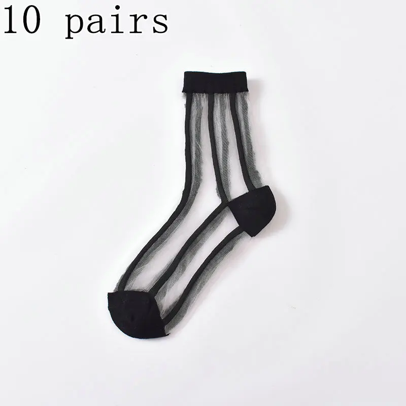 5/10 Pairs Crystal Socks Summer Women Transparent New Glass Stockings Women's Socks Middle Tube Socks Japanese Card Stockings