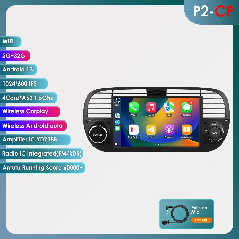 7862 1 Din Android Autoradio Speler voor FIAT 500 2007-2015 Auto Multimedia Stereo Carplay GPS Video Audio 7 inch Auto Autoradio