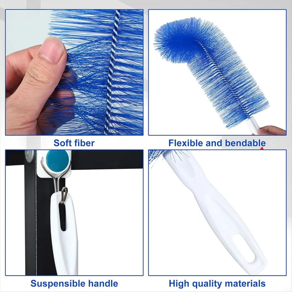 A78I 3 Pcs Cobweb Duster Bendable Fan Duster Plastic Dust Cleaner Microfiber Head Ceiling Brush Reusable Dirt Remover for Fan
