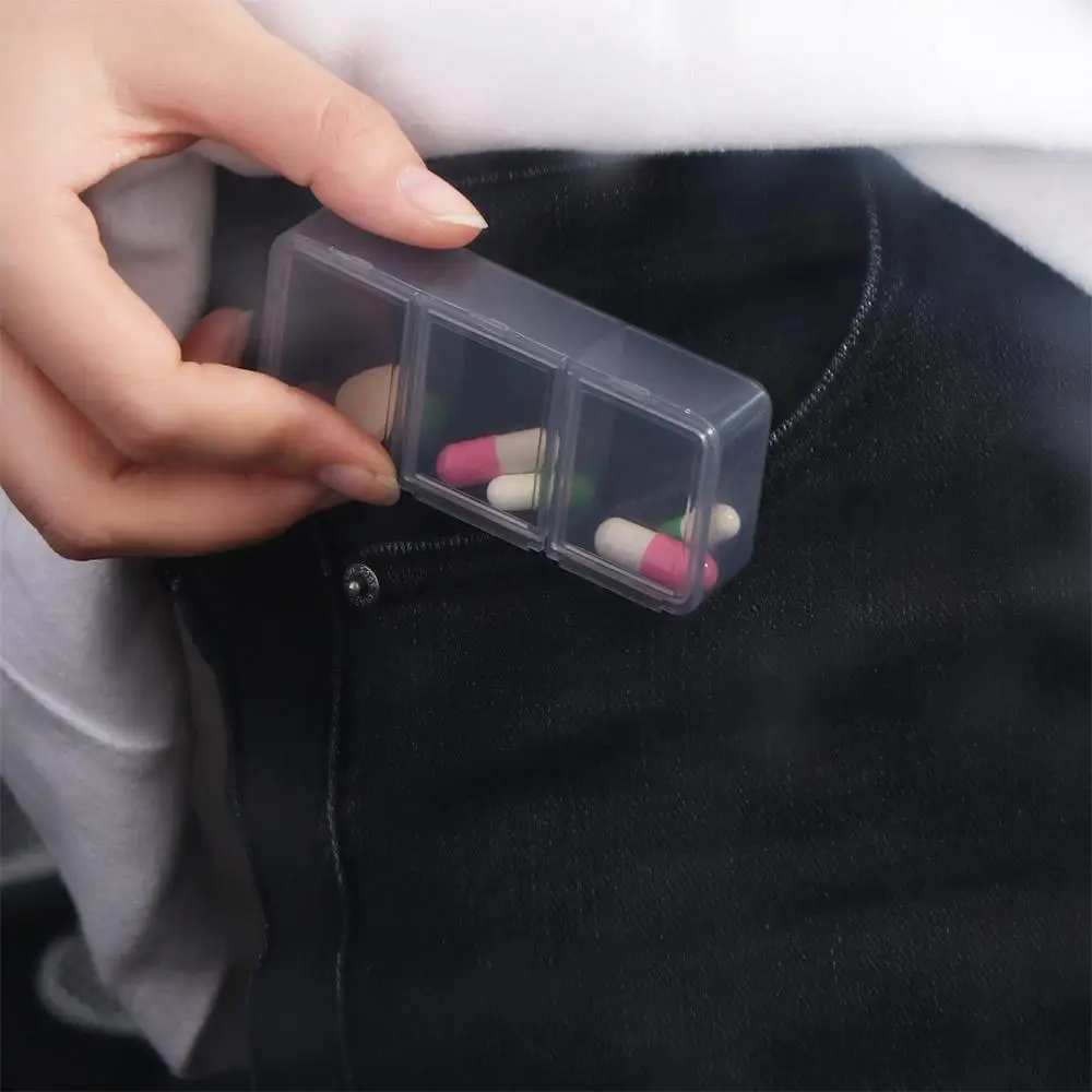 Durable Mini 3Grids Pill Case Portable Drug Dispense Medicine Box Plastic Waterproof Pill Storage Box Evening