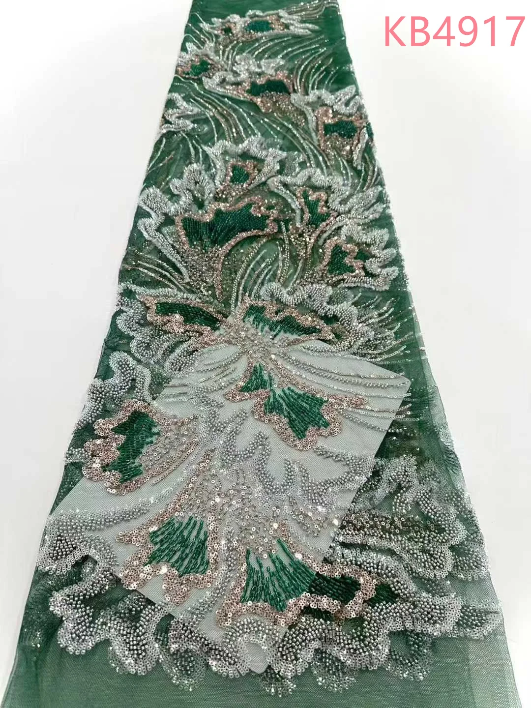 قماش دانتيل أفريقي عالي الجودة 2025 دانتيل أخضر أزرق مخضر قماش نيجيري قماش مطرز فساتين سهرة لحفلات الزفاف KB4917