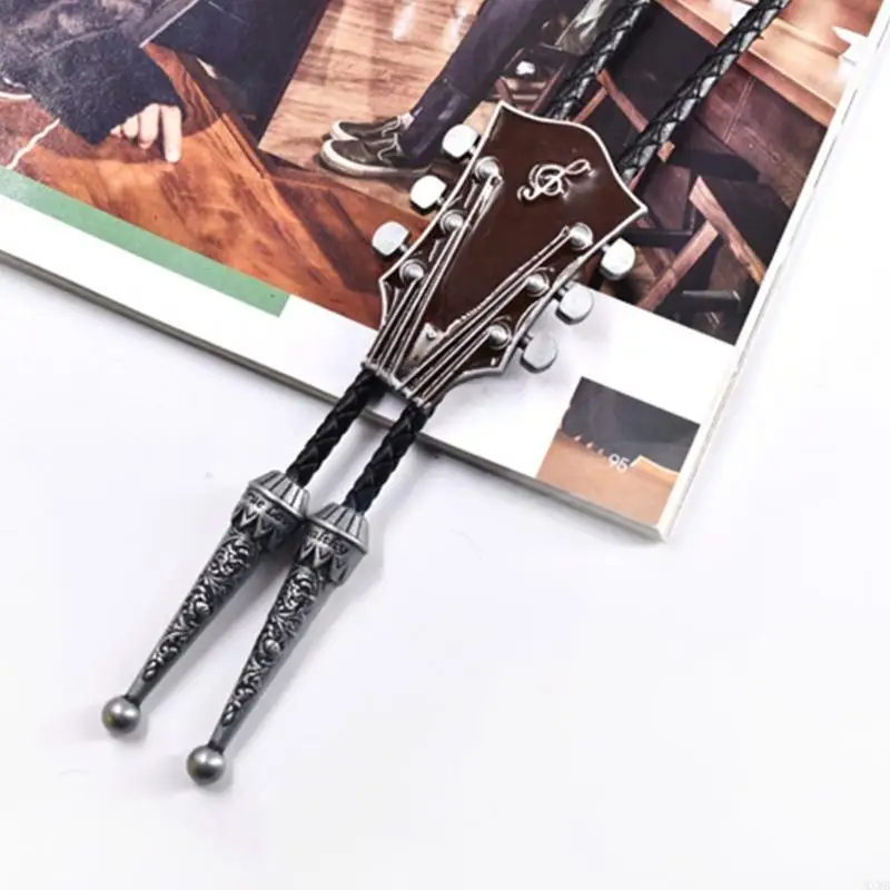 MXMB GAITAR BOLO TIE GAITAR MUSIQUE Collier Moranse Bolo Tie Cowboy Leathers Collier Pull Collier Western Bolo Tie Western Bolo