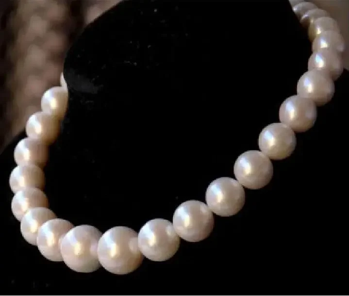 

hot 11-13mm natural tahitian south sea white pearl necklace 18"