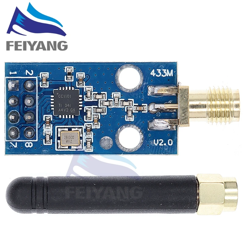 Module-8 CC1101 433 ميجا هرتز لاسلكي مع هوائي وحدة SMA لمضخم الإرسال والاستقبال الصوت Fm Lora منظم جهد إمداد الطاقة