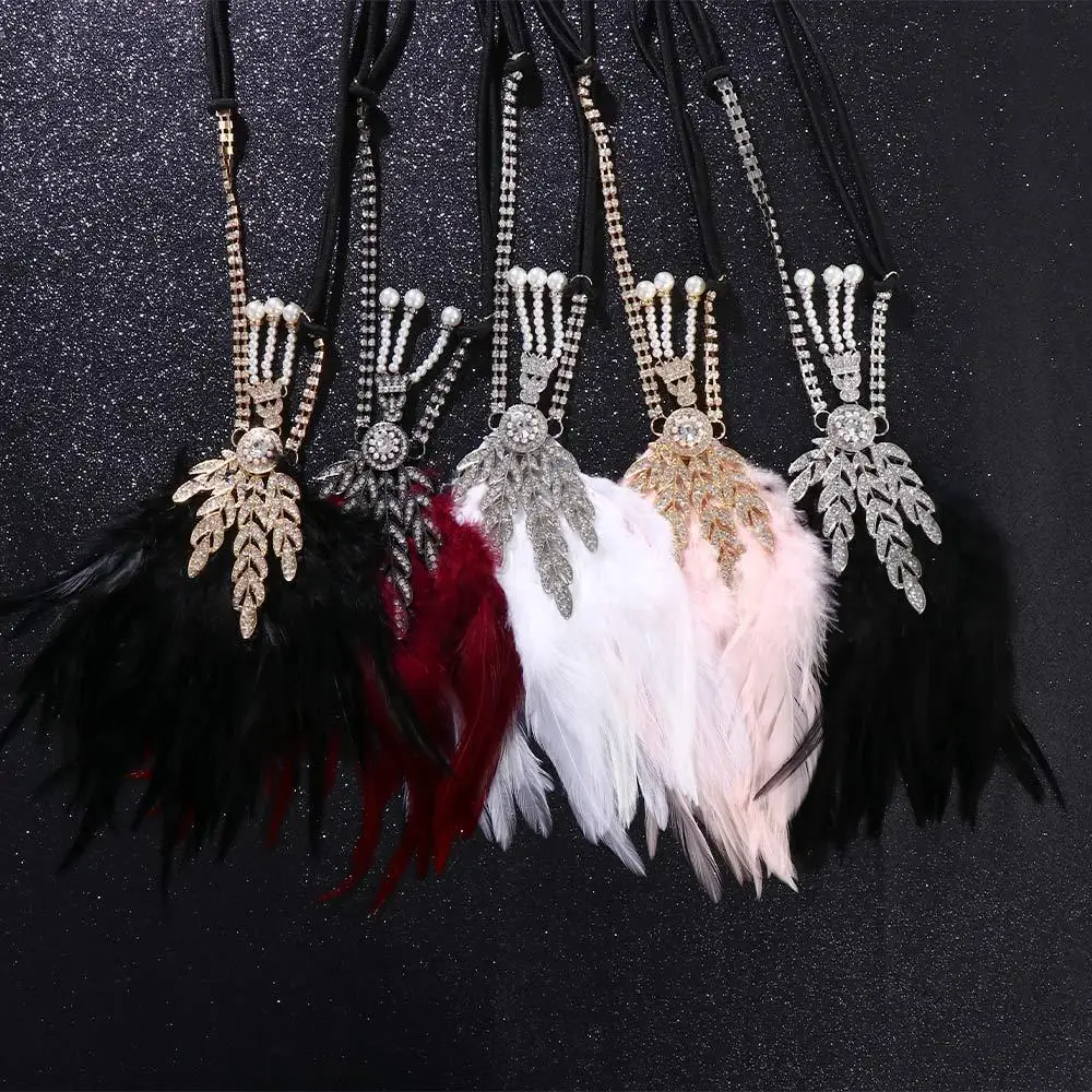 

Chain Stage Performance Hair Band Korean Style Headband Masquerade Party Hair Accessories Feather Headwear Sequin Hair Band