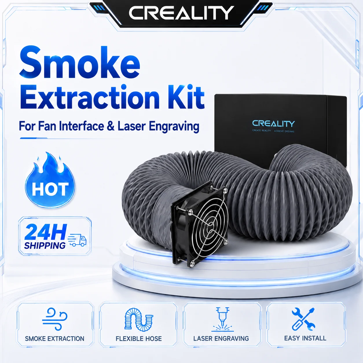 Creality Fume Extraction Kit For 3d Printer & Laser Engraver Enclosure Efficient Ventilation System With Fan Interface