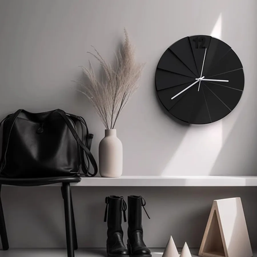 Gift Living Room Wall Clock Pieces Hand Round Unique Home Wall Clock Decoration Quartz Modern Black Nordic Wanduhr Home Decor