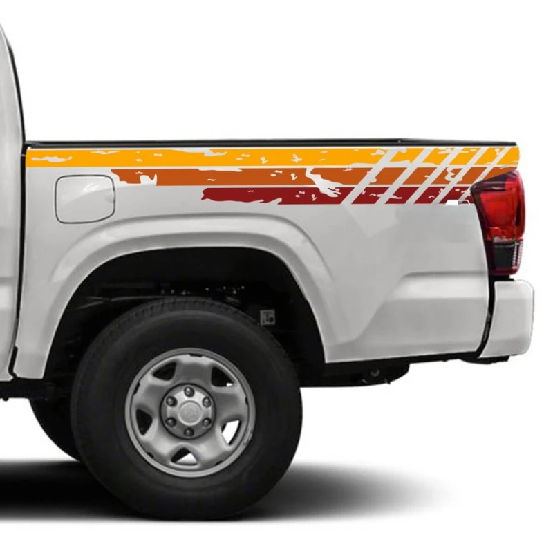 

Car Stickers Three Colors Old School SunSet Vintage Classic Colors Destroyed FOR Toyota Tacoma SR5 Stripes Side Vinyl Decals