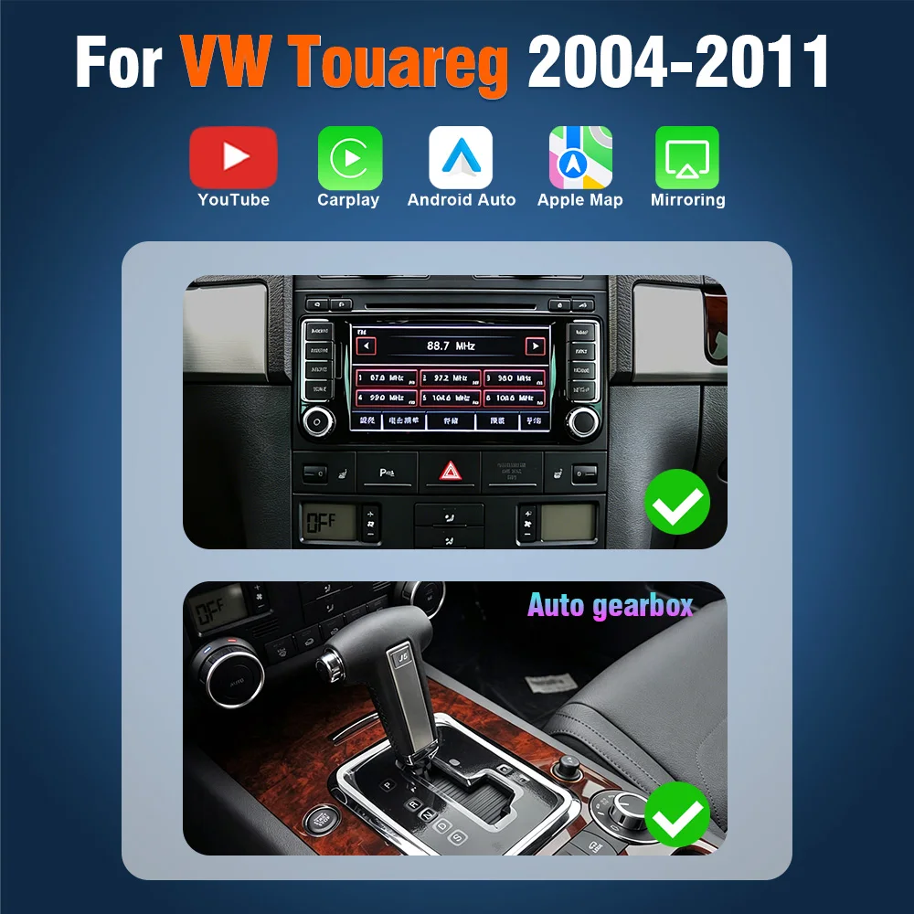 AUTOTOP 7" YouTube draadloze CarPlay autoradio voor VW Volkswagen Touareg Transporter T5 Multivan Android Auto multimediaspeler