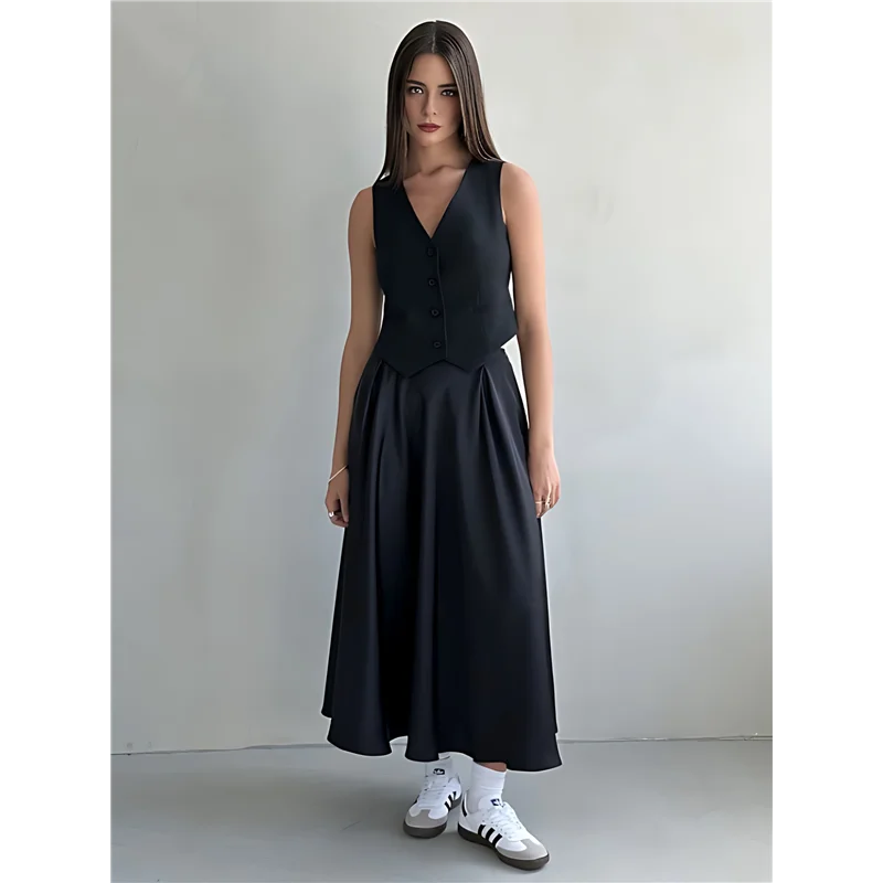 

AG-Skirts For Women High Waist Skirt Elegant Midi Skirt Satin