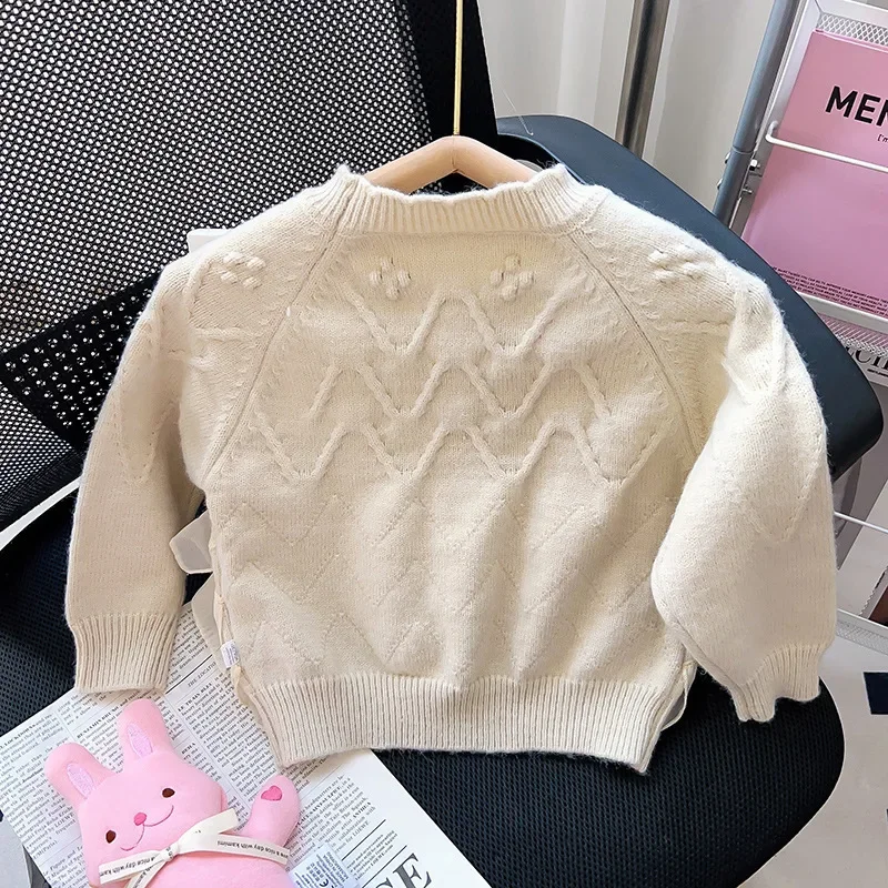 Girls New Luxury Sweater Fashion Designed Coat Winter Princess Kids Long Sleeves for 1-10Ys Children Birthday Cloth Autumn Top