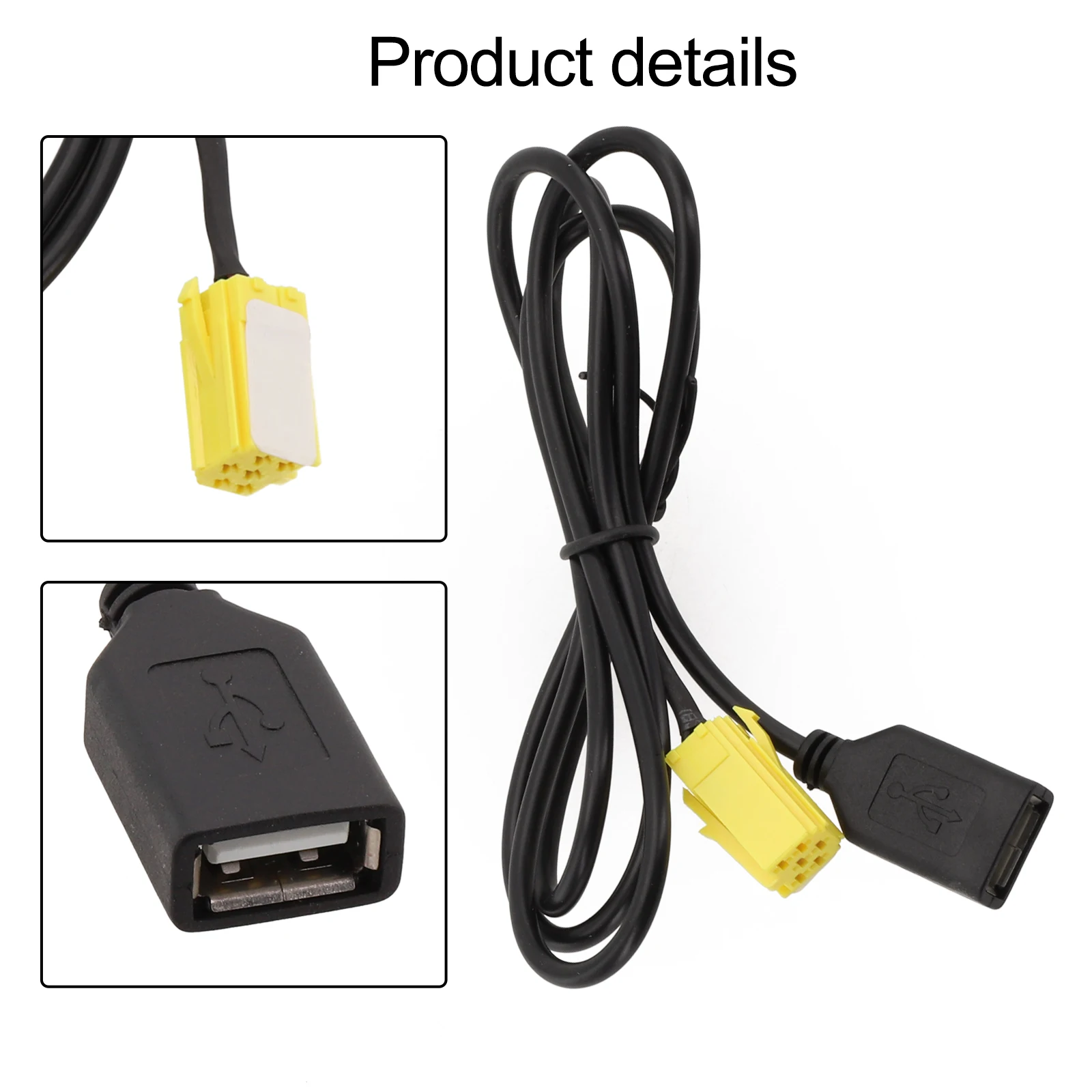 Female Port Extension 6Pin AUX USB Extension Non-deformed Quick Installation Wear-resistant 12V Voltage ABS Material