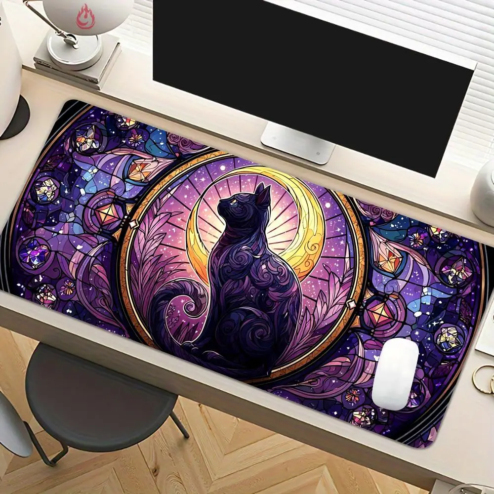 Starry Cat Totem anime Mouse Pad Desk Mat Large Computer Office Carpet XXL Mousepad Gamer Gaming PC Accessories Keyboard Rug