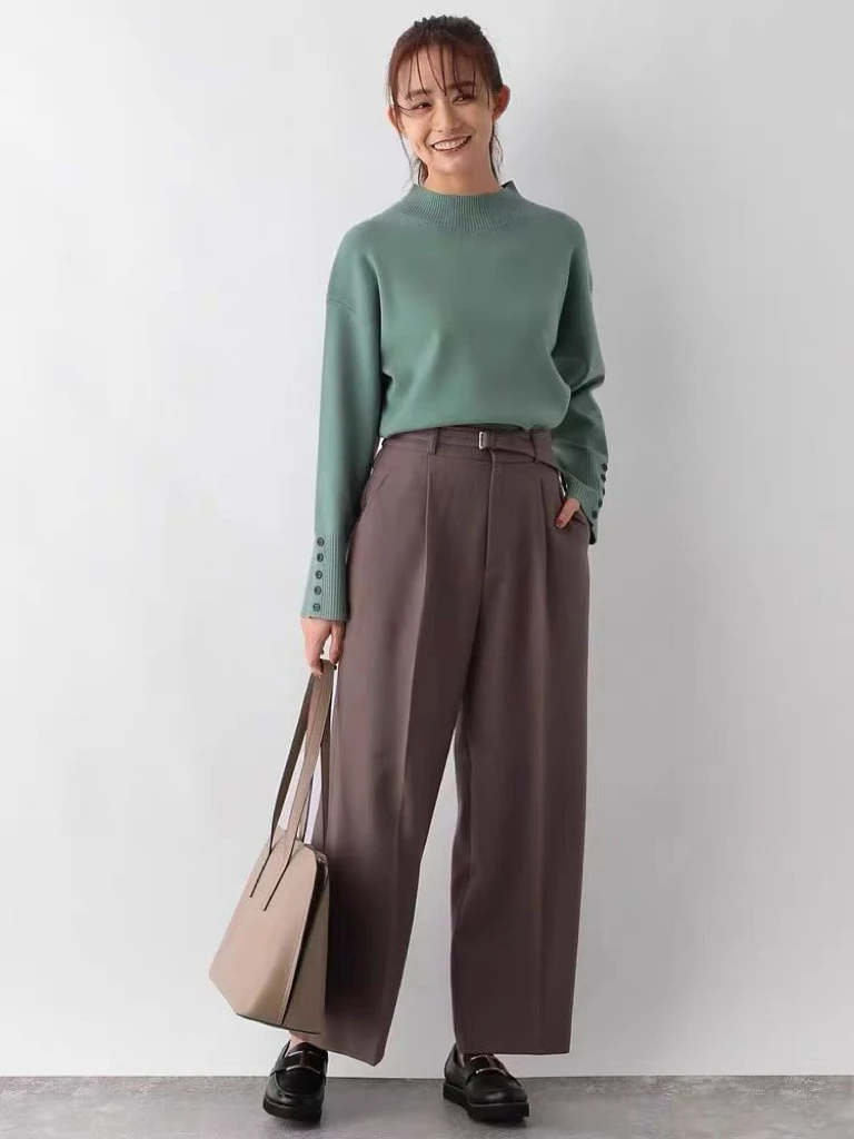 سترة نسائية مستديرة من NK Island سترة محبوكة كسول ثنيات للخريف والشتاء مريحة وفضفاضة طويلة Sve #1