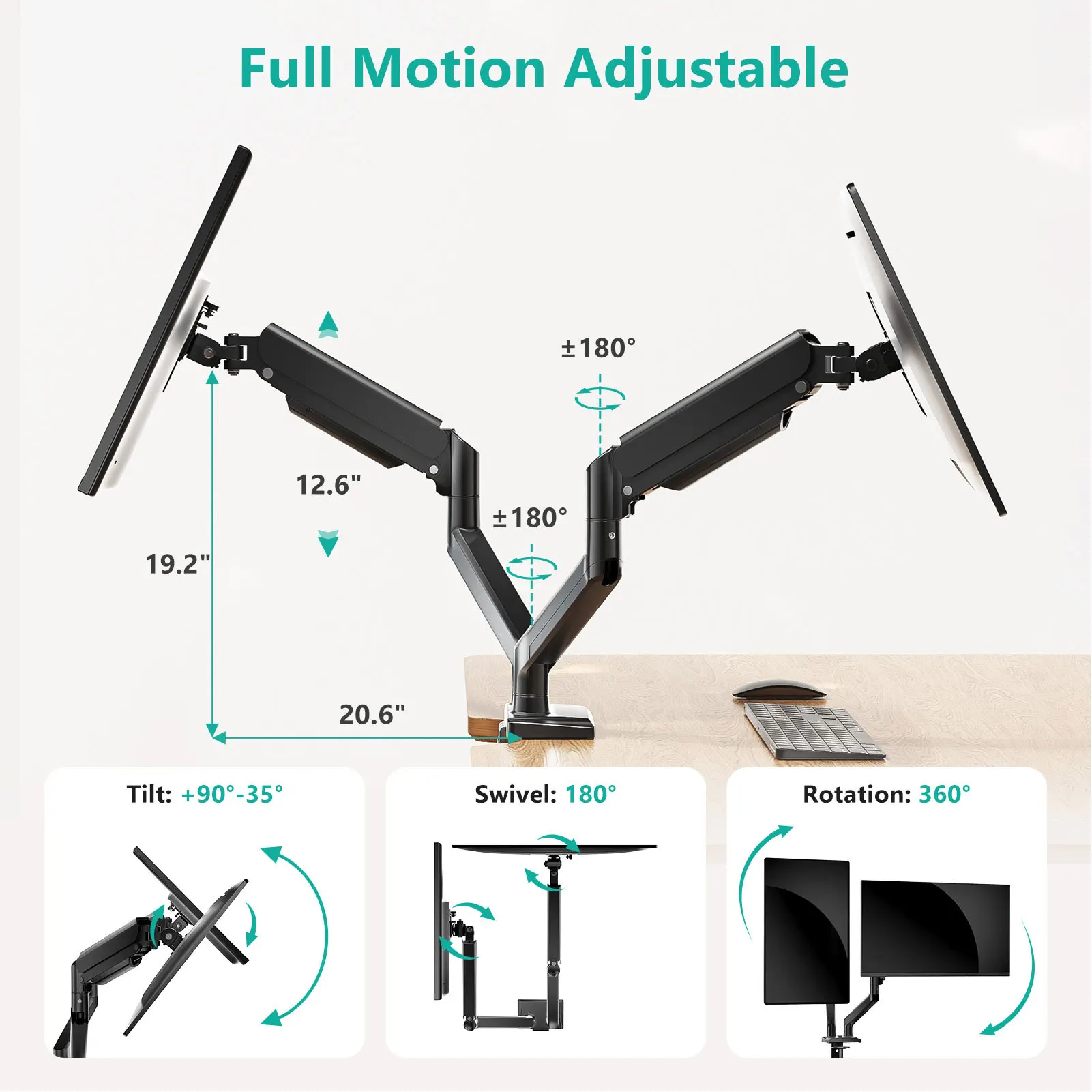 

Computer Display Screen Stand Dual Display Screen Arm Computer 13-34in 4.4-22lb Curved Screen Stand Mount for Desk