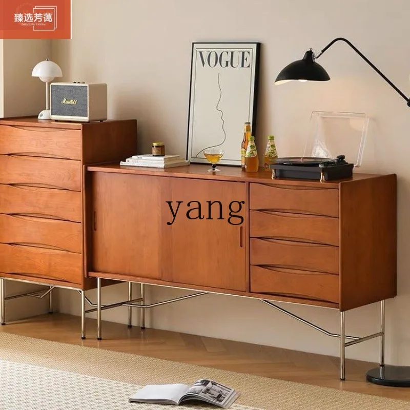 Picture 4: LMM solid wood dining side cabinet retro stainless steel medieval furniture Japanese wall side cabinet